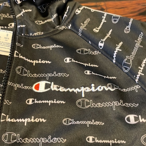 Champion Track Jacket with Allover Logo Print Size Small Black and white - Picture 7 of 12